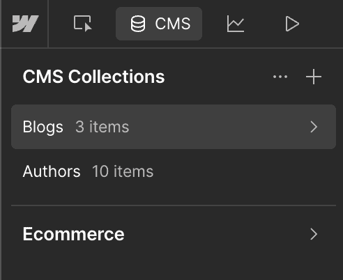 CMS Collections panel webflow